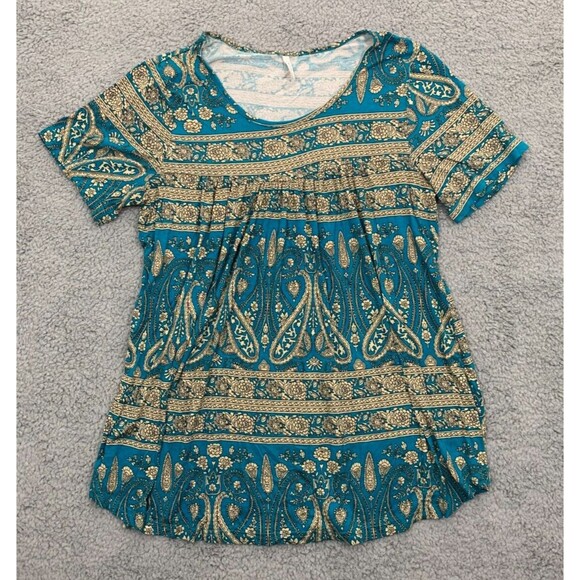 longyuan Tops - Women's Longyuan Billowy Shortsleeve Blouse Size XL Paisley-like design